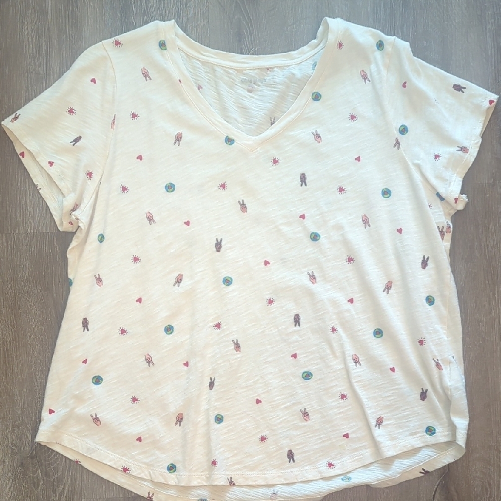 Cream Graphic Relaxed Short Sleeve Tee